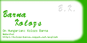 barna kolozs business card